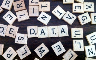 Scrabble game pieces spell out data